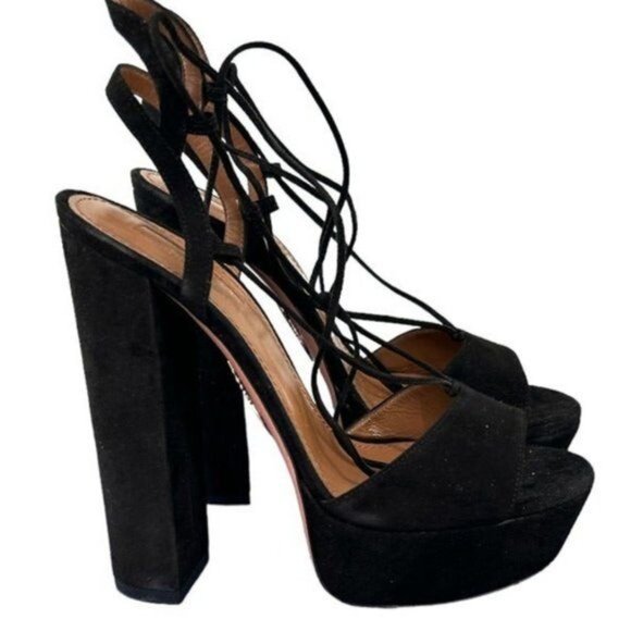 Aquazzura Austin Plateau Suede Platform Heels - Picture 1 of 13